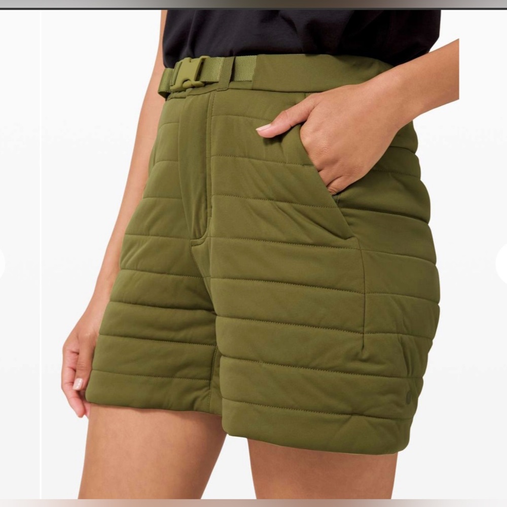 lululemon athletica Olive Green Quilted Women Shorts